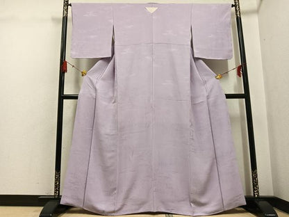 平和屋着物●上質な色無地　草木地紋　薄梅鼠色　正絹　逸品　AABG7132ph