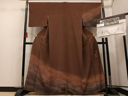 平和屋着物●巨匠　前田華清　手描き　訪問着　霞文　反端付き　正絹　逸品　AABG7134ph
