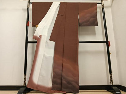 平和屋着物●巨匠　前田華清　手描き　訪問着　霞文　反端付き　正絹　逸品　AABG7134ph