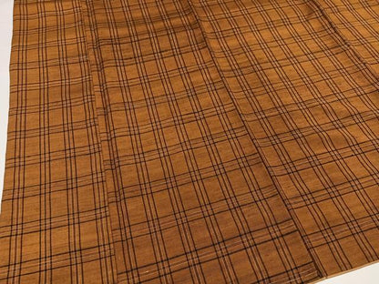 平和屋着物●無形文化財　本場黄八丈　近藤傳　草木染　手織　紬　格子　正絹　逸品　AABG7136ph