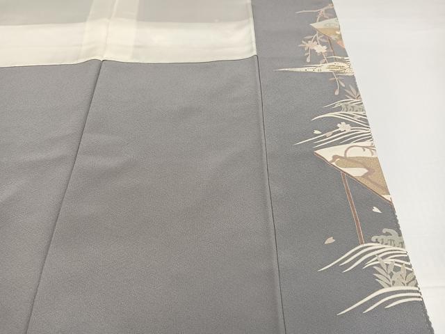 平和屋着物●豪華色留袖　友禅　駒刺繍　風景草花文　金彩　正絹　逸品　AABG7139ph