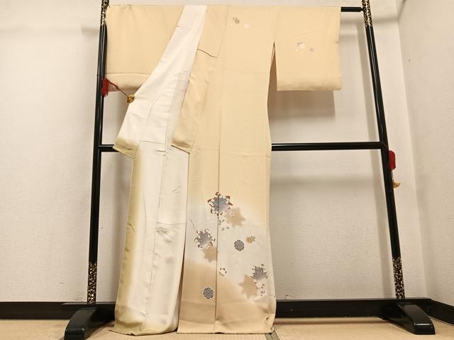 平和屋着物●訪問着　友禅　雪輪草花文　正絹　逸品　AABG7140ph