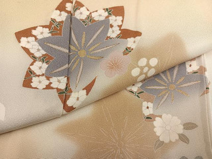 平和屋着物●訪問着　友禅　雪輪草花文　正絹　逸品　AABG7140ph