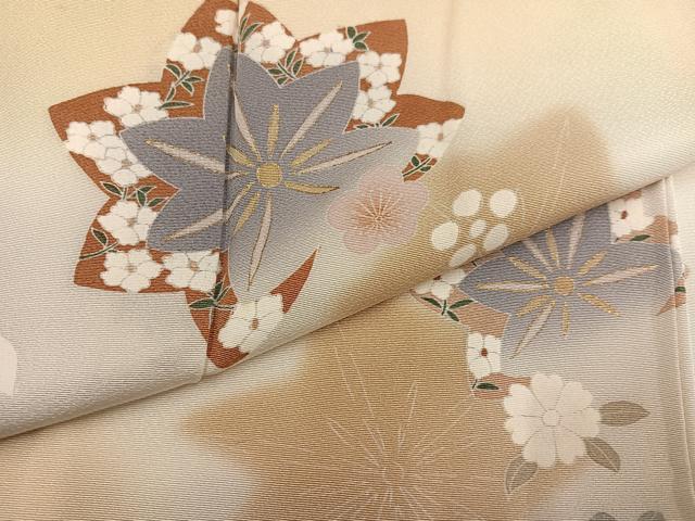 平和屋着物●訪問着　友禅　雪輪草花文　正絹　逸品　AABG7140ph