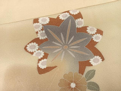 平和屋着物●訪問着　友禅　雪輪草花文　正絹　逸品　AABG7140ph