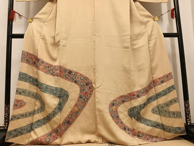 平和屋着物●訪問着　絞り　草花文　正絹　逸品　AABG7150ph