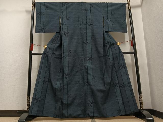平和屋着物●塩沢紬　110亀甲　笹竹文　正絹　逸品　AABG7152ph