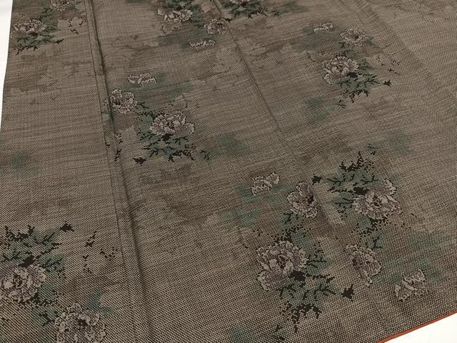 平和屋着物●本場大島紬　カタス7マルキ　草花文　正絹　逸品　AABG7157ph