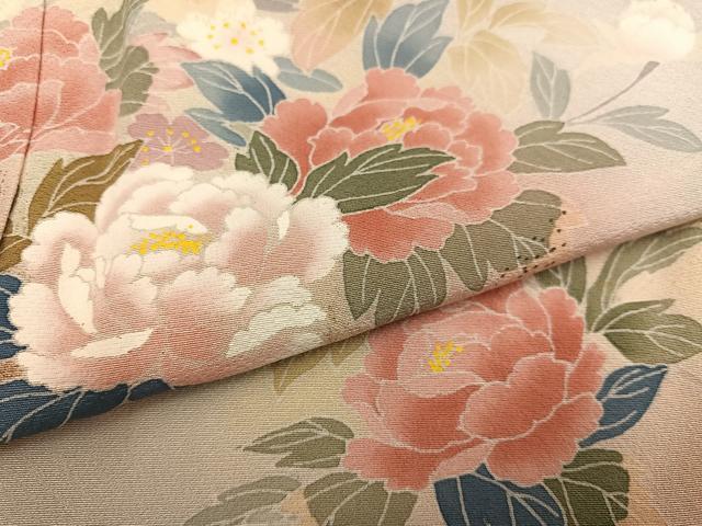 平和屋着物●訪問着　友禅　枝花文　暈し染め　金彩　正絹　逸品　AABG7158ph