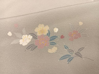 平和屋着物●訪問着　友禅　枝花文　暈し染め　金彩　正絹　逸品　AABG7158ph