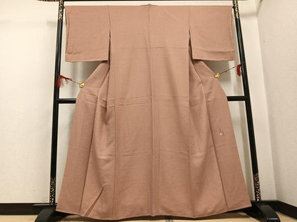 平和屋着物●上質な色無地　作家物　葉光　横縞地紋　丁子茶色　正絹　逸品　AABG7159ph