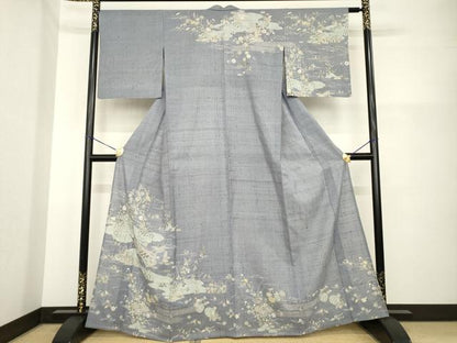 平和屋着物▽染織の名門 しょうざん 生紬 訪問着 単衣 風景文 正絹 逸品 AABG7202ck