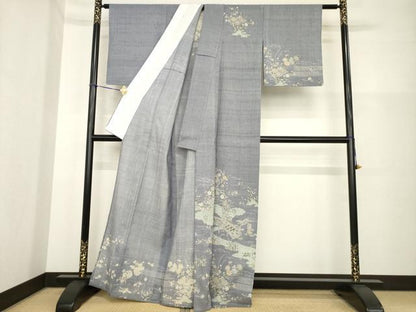 平和屋着物▽染織の名門 しょうざん 生紬 訪問着 単衣 風景文 正絹 逸品 AABG7202ck