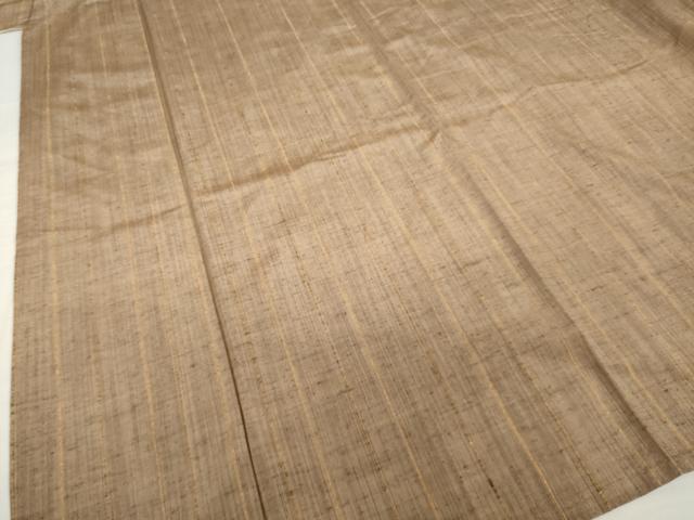 平和屋着物▽上質な紬 単衣 縞 正絹 逸品 AABG7203ck