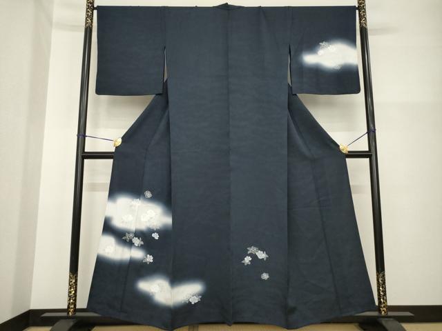 平和屋着物▽訪問着 単衣 薔薇 ラメ 暈し染め 銀彩 正絹 逸品 AABG7205ck