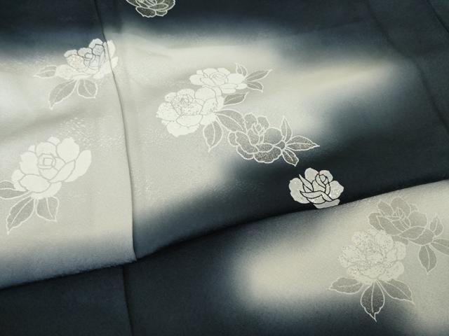 平和屋着物▽訪問着 単衣 薔薇 ラメ 暈し染め 銀彩 正絹 逸品 AABG7205ck
