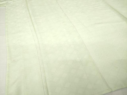 平和屋着物▽上質な色無地　単衣　亀甲花地紋　柳鼠色　正絹　逸品　AABG7206ck