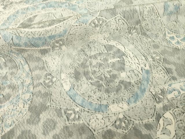 平和屋着物▽上質な小紋 単衣 陶器花文 正絹 逸品 AABG7213ck