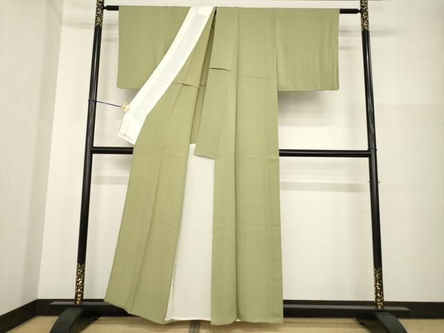 平和屋着物▽上質な色無地 単衣 黄海茶色 正絹 逸品 AABG7214ck