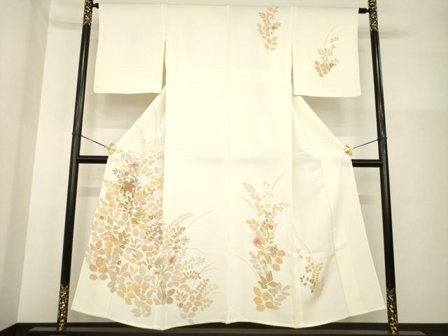 平和屋着物▽訪問着 単衣 友禅 刺繍 草花文 金彩 正絹 逸品 AABG7215ck