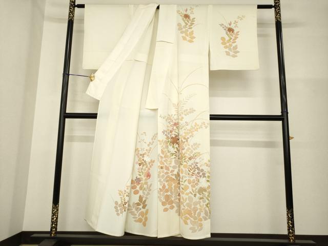 平和屋着物▽訪問着 単衣 友禅 刺繍 草花文 金彩 正絹 逸品 AABG7215ck
