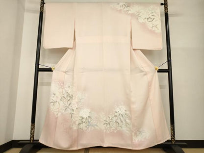 平和屋着物▽訪問着 単衣 枝花文 正絹 逸品 AABG7216ck