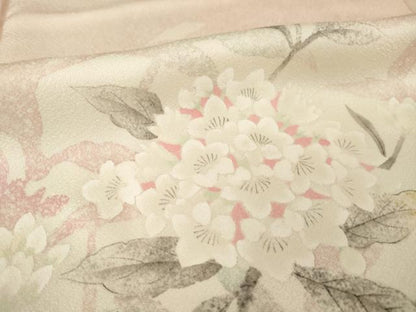 平和屋着物▽訪問着 単衣 枝花文 正絹 逸品 AABG7216ck