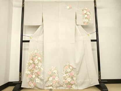 平和屋着物▽訪問着 単衣 草花文 正絹 逸品 AABG7218ck