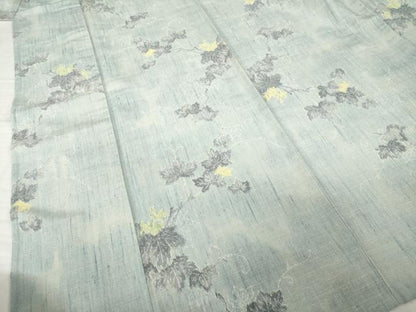 平和屋着物▽小千谷紬 単衣 枝葉文 正絹 逸品 AABG7220ck