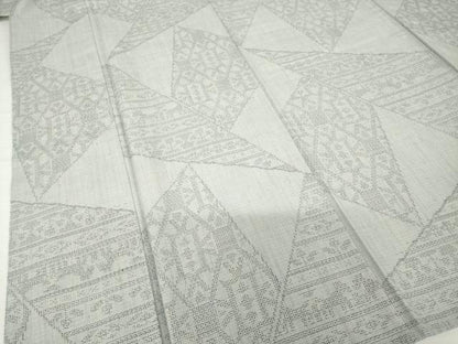 平和屋着物▽結城紬 単衣 80亀甲 割付き花文 正絹 逸品 AABG7225ck
