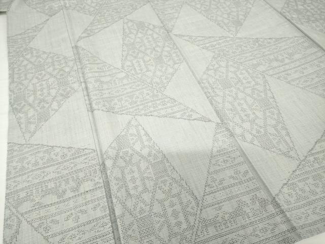 平和屋着物▽結城紬 単衣 80亀甲 割付き花文 正絹 逸品 AABG7225ck
