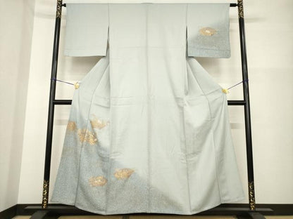 平和屋着物▽訪問着 単衣 地紙花文 暈し染め 金彩 正絹 逸品 AABG7228ck