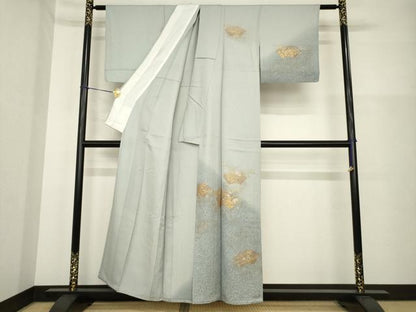 平和屋着物▽訪問着 単衣 地紙花文 暈し染め 金彩 正絹 逸品 AABG7228ck