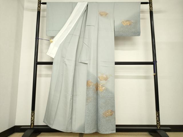 平和屋着物▽訪問着 単衣 地紙花文 暈し染め 金彩 正絹 逸品 AABG7228ck