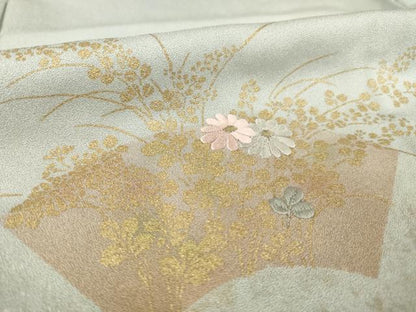 平和屋着物▽訪問着 単衣 地紙花文 暈し染め 金彩 正絹 逸品 AABG7228ck