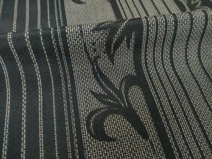 平和屋着物▽上質な紬 単衣 花蔦草間道 黒地 正絹 逸品 AABG7229ck