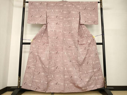 平和屋着物▽上質な紬 単衣 琉球絣文様 正絹 逸品 AABG7230ck