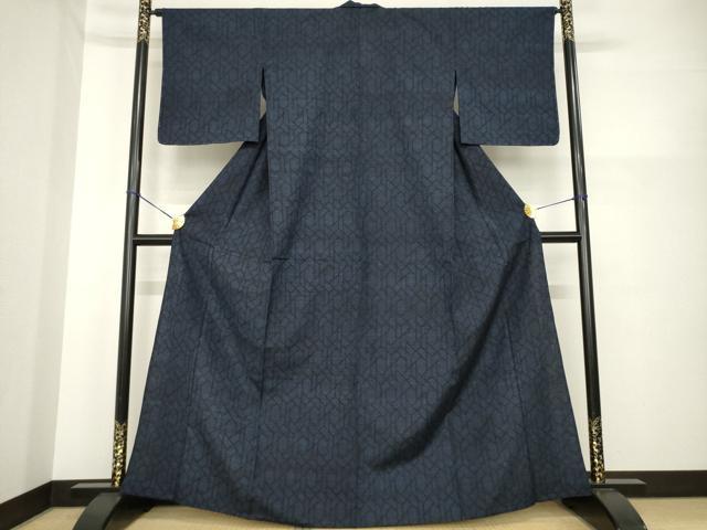 平和屋着物▽結城紬 単衣 亀甲文 正絹 逸品 AABG7235ck