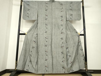 平和屋着物▽上質な紬 単衣 番傘 正絹 逸品 AABG7237ck