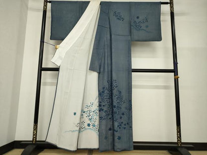 平和屋着物▽訪問着 単衣 紗袷 紗×絽 雲重ね草花文 金彩 正絹 逸品 AABG7238ck