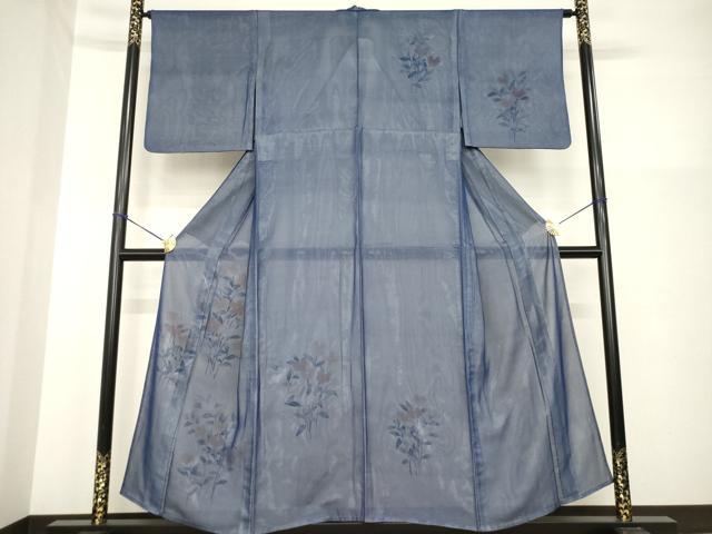 平和屋着物▽訪問着 単衣 紗袷 紗×絽 手描き 草花文 正絹 逸品 AABG7239ck