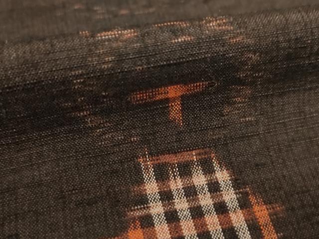 平和屋着物▽上質な紬 単衣 丸文 正絹 逸品 AABG7240ck