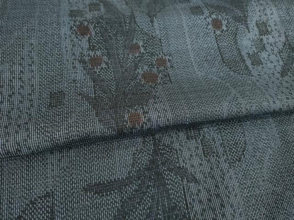 平和屋着物▽上質な紬　単衣　草花文　正絹　逸品　AABG7241ck