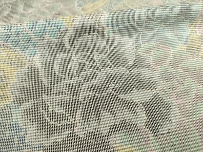 平和屋着物▽上質な紬　単衣　花尽くし　正絹　逸品　AABG7245ck
