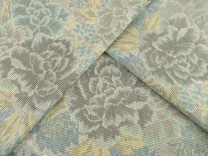平和屋着物▽上質な紬　単衣　花尽くし　正絹　逸品　AABG7245ck