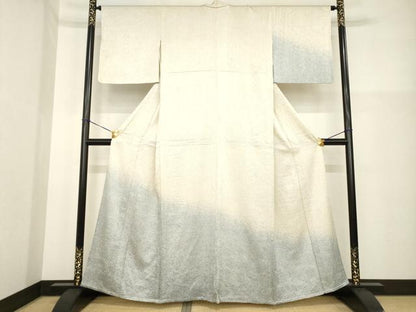 平和屋着物▽名門　藤娘きぬたや・杢目絞り　訪問着　単衣　流水文　暈し染め　正絹　逸品　AABG7248ck