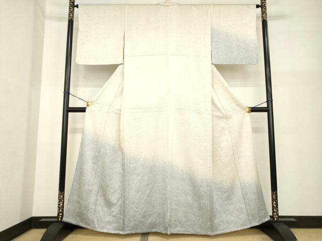 平和屋着物▽名門　藤娘きぬたや・杢目絞り　訪問着　単衣　流水文　暈し染め　正絹　逸品　AABG7248ck