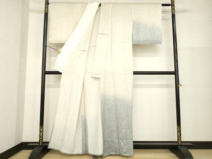 平和屋着物▽名門　藤娘きぬたや・杢目絞り　訪問着　単衣　流水文　暈し染め　正絹　逸品　AABG7248ck