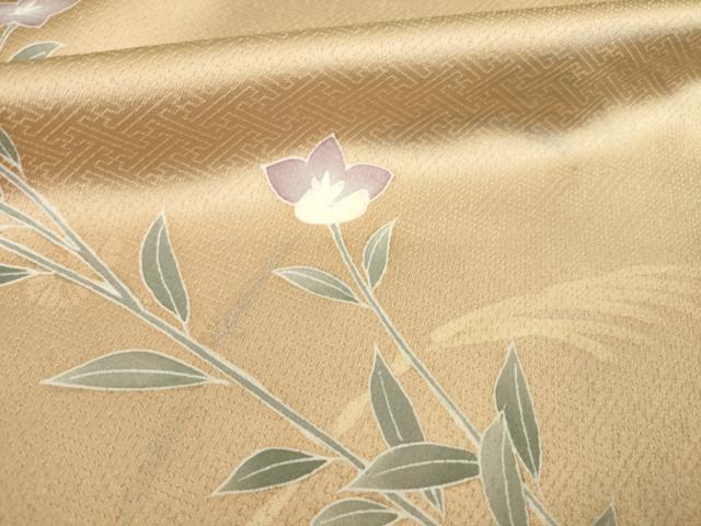 平和屋着物▽訪問着　単衣　友禅　刺繍　菊　正絹　逸品　AABG7252ck
