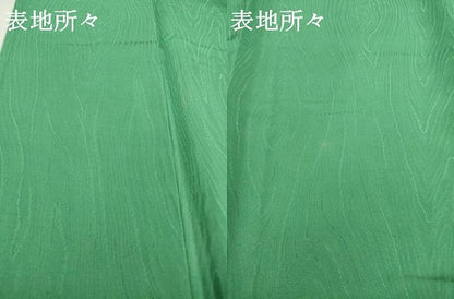 平和屋着物▽上質な色無地　単衣　木賊色　正絹　逸品　AABG7253ck